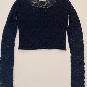 Abercrombie & Fitch Navy Blue Lace Cropped Top size XS